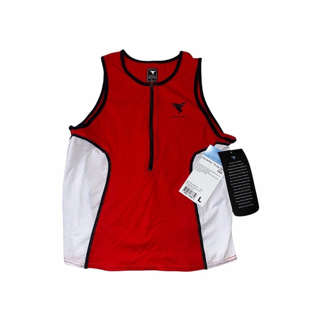 Insport‎ Triathlon Tank Mens M DriTec Tri Zip Performance Red Run Cycle J572 NWT